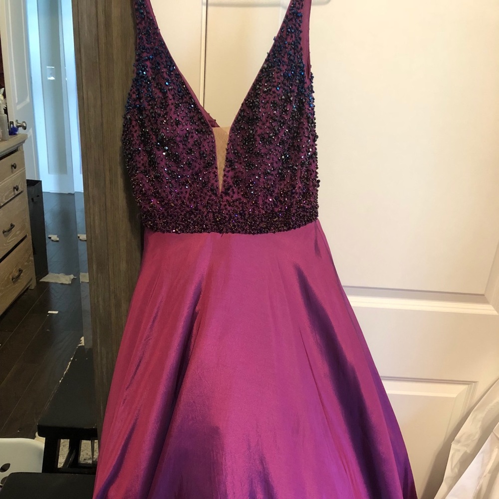 Sherri hill plum evening gown